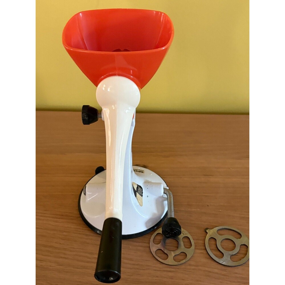 Vintage 1970s Spong N605 Hand Crank Meat Mincer Orange White England - Picture 3 of 5